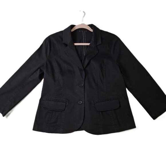 Vintage Cotton Sateen Womens Blazer Jacket Sz L Single Breasted Cropped Casual - Picture 1 of 3